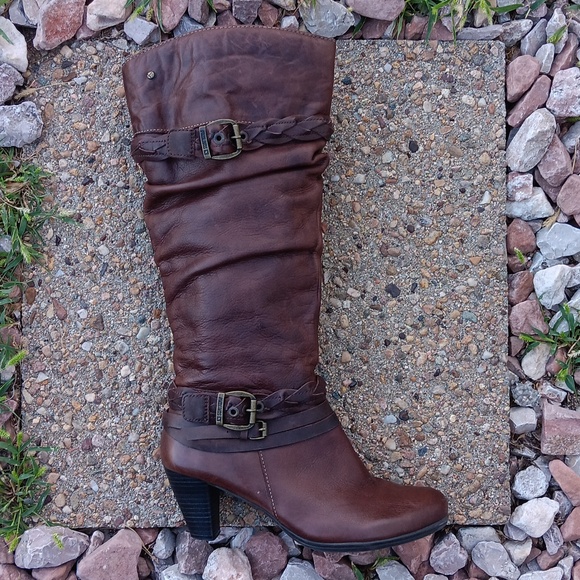 Pikolinos Verona tall brown leather slouchy knee high heeled boots womens 9.5 - Picture 6 of 11